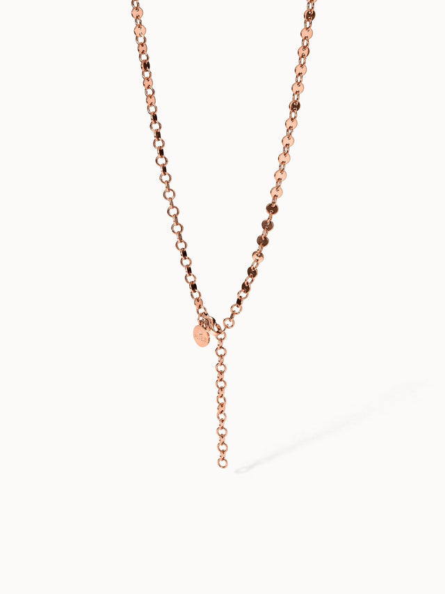 PURELEI Pure Kette Roségold verstellbar mit spiegeltem P-Anhänger, elegant und zeitlos, nickelfrei, minimalistisch gestaltet