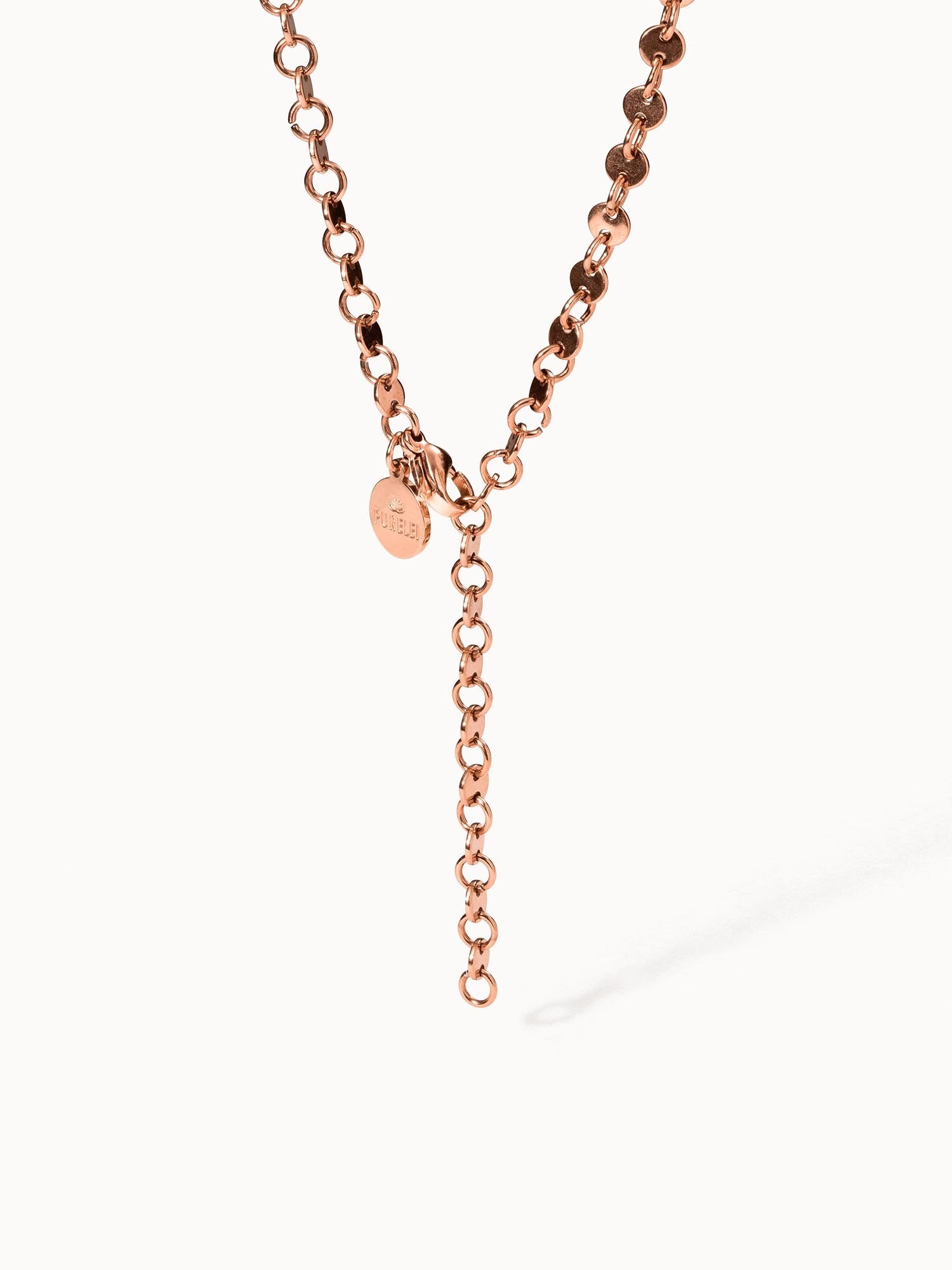 PURELEI Pure Kette Roségold, verstellbar, spiegeltes 'P' als klares Design, elegante Island-Spirit, nickelfrei, wasserfest