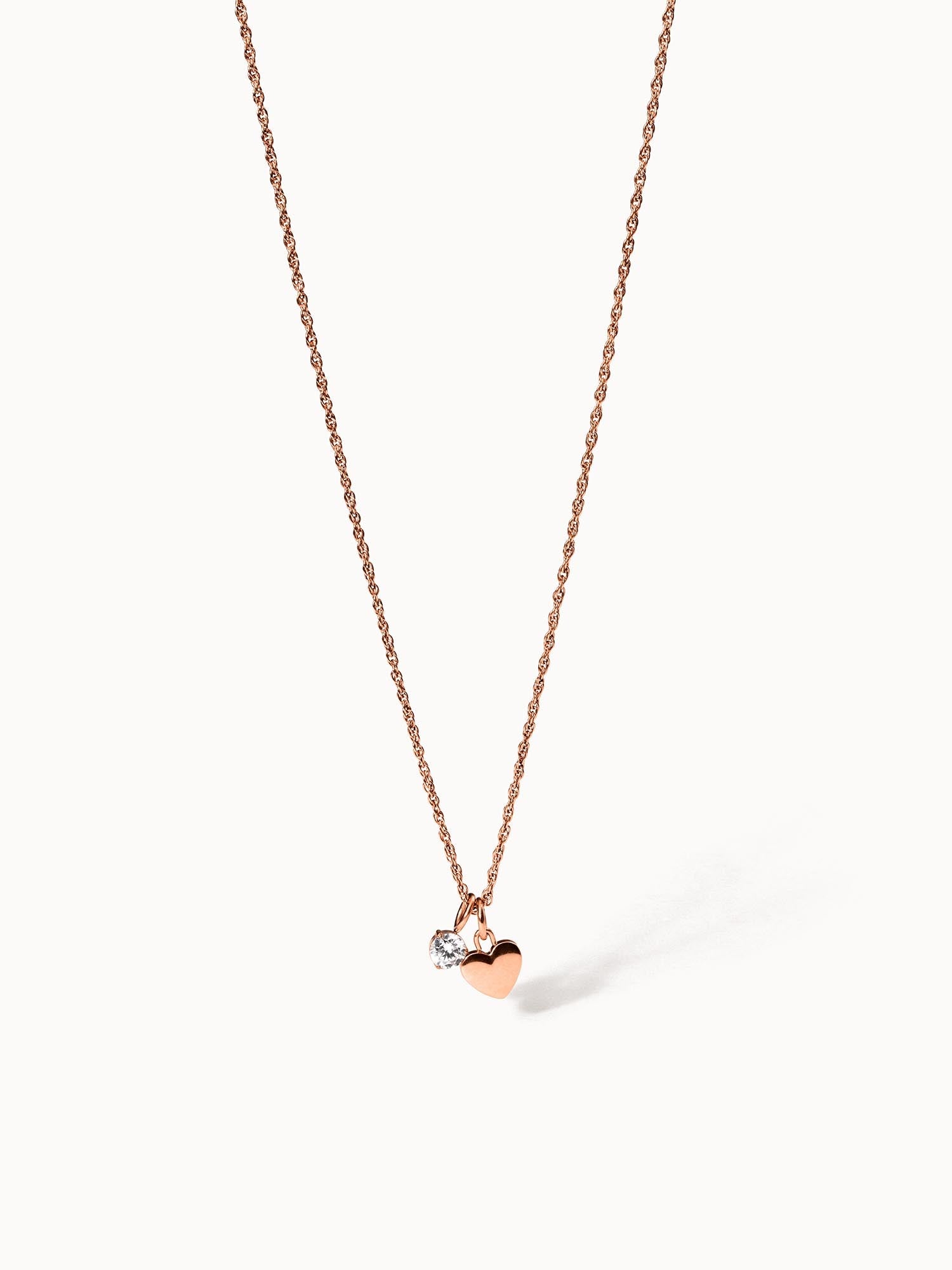 PURELEI Brave Kette in 18K Roségold mit Herz- und Zirkonia-Anhänger, elegant und feminin, nickelfrei.