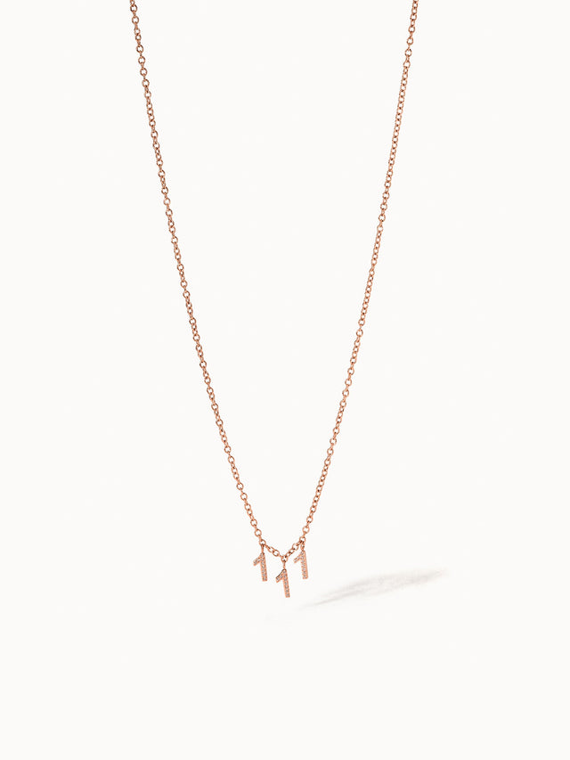 Roségoldene 111 Kette mit Zirkonia-Anhängern in Ankerkette, femininer Neubeginn, nickelfrei, Vicky