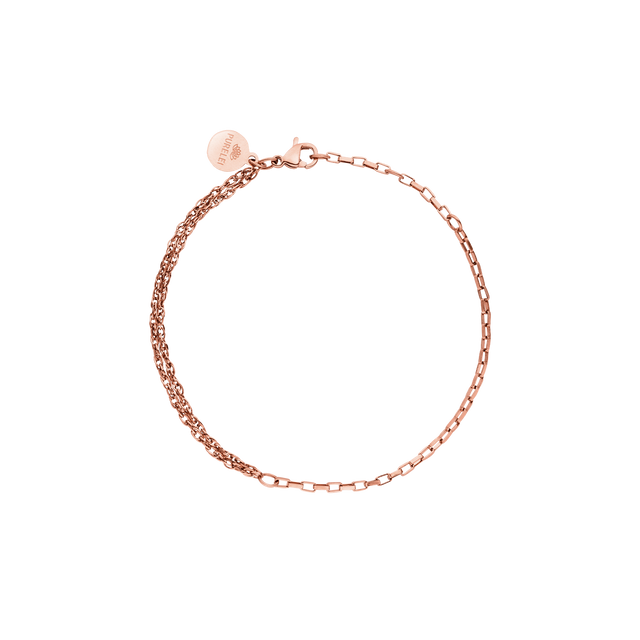 PURELEI Kumu O Mix Armband aus rosévergoldetem Edelstahl, zart, schlicht und elegant mit feinem Gliederdesign.