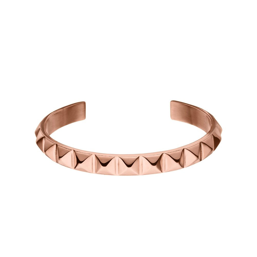 PURELEI Be You Armcuff aus rosévergoldetem Edelstahl mit Nieten, clean & elegant, femininer Island-Spirit sichtbar.
