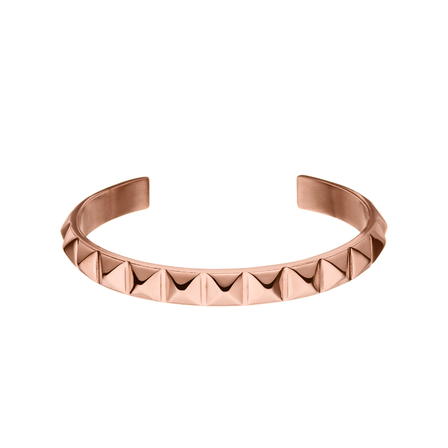 PURELEI Be You Armcuff aus rosévergoldetem Edelstahl mit Nieten, clean & elegant, femininer Island-Spirit sichtbar.