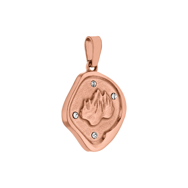 Roségoldener Anhänger mit feurigem Design und funkelnden Zirkonia von PURELEI.