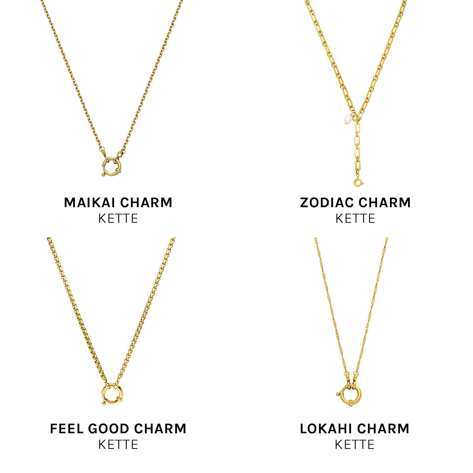 PURELEI Pure H Charm Anhänger aus vergoldetem Edelstahl, filigran und elegant auf weißem Hintergrund.