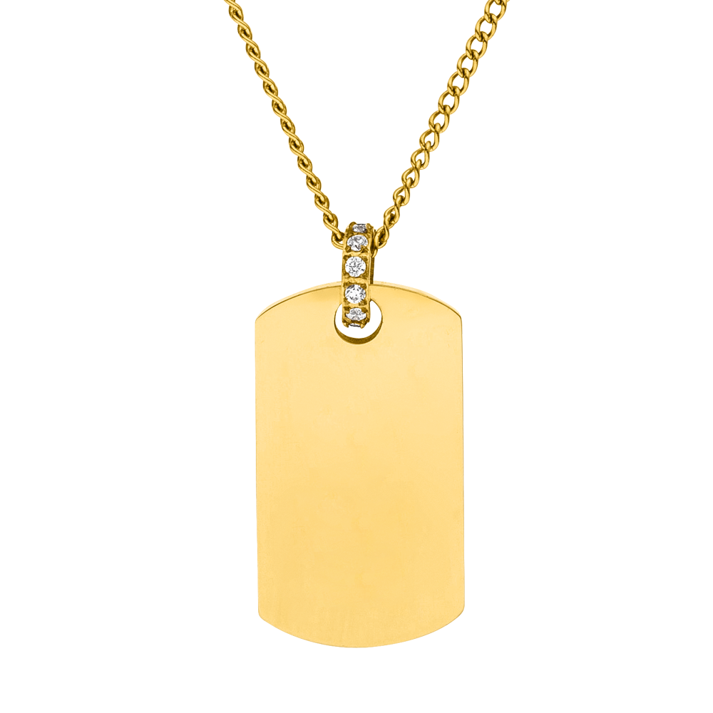 Plate Charm Kette von PURELEI in 18K Gold mit Zirkonia besetzt, elegant und nickelfrei für feminine Aloha-Vibes.