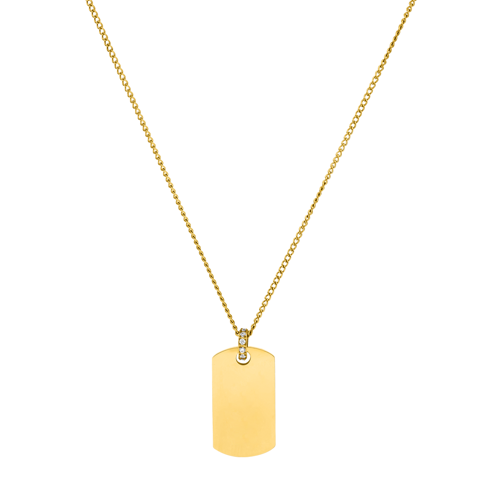 Plate Charm Kette von PURELEI aus 18K vergoldetem Edelstahl mit Zirkonia, elegant und nickelfrei für jeden Tag.