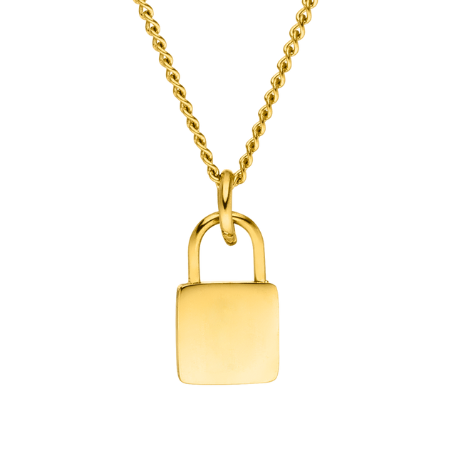 PURELEI Padlock Charm Kette aus 18K vergoldetem Edelstahl, elegant und nickelfrei mit warmem Glanz.