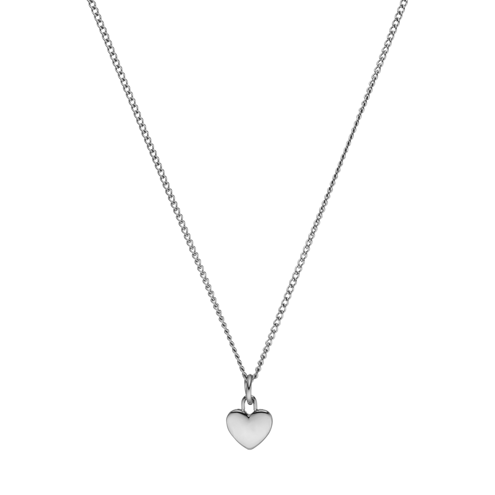 PURELEI Heart Charm Kette in silbernem Edelstahl mit filigranem Herzanhänger, elegant und zeitlos.