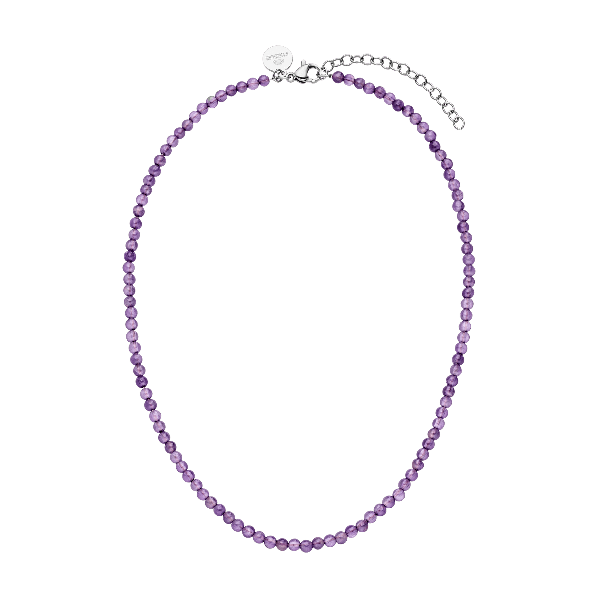 PURELEI Amethyst Kette mit verstellbaren Amethyst-Perlen in Silber, natürlich elegant und spirituell-inspiriert.