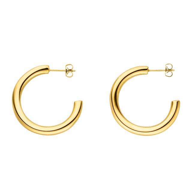 PURELEI Kumu O Creolen aus vergoldetem Edelstahl, minimalistisch und elegant, strahlen zeitlose femininen Island-Spirit aus.