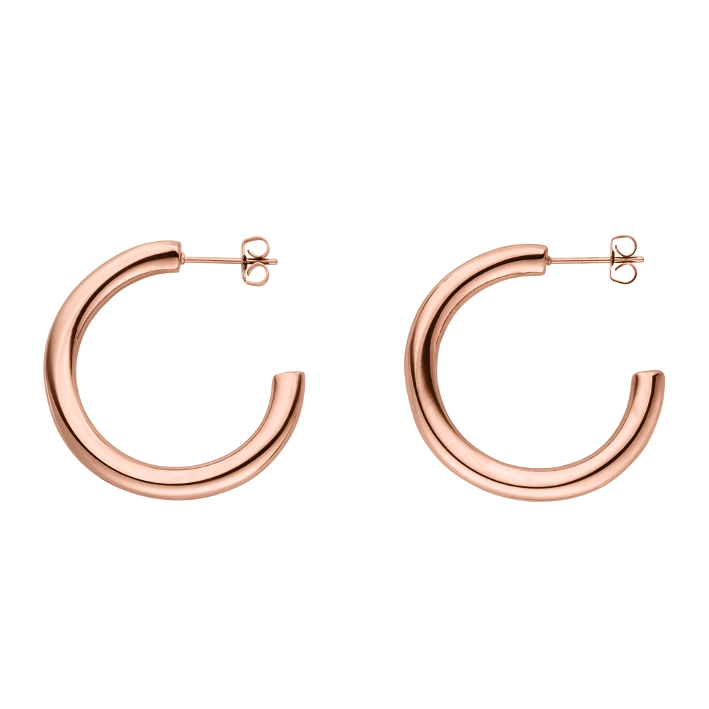 PURELEI Kumu O Creolen in 18K roségold vergoldetem Edelstahl, klare Form, zeitlos elegant und nickelfrei.