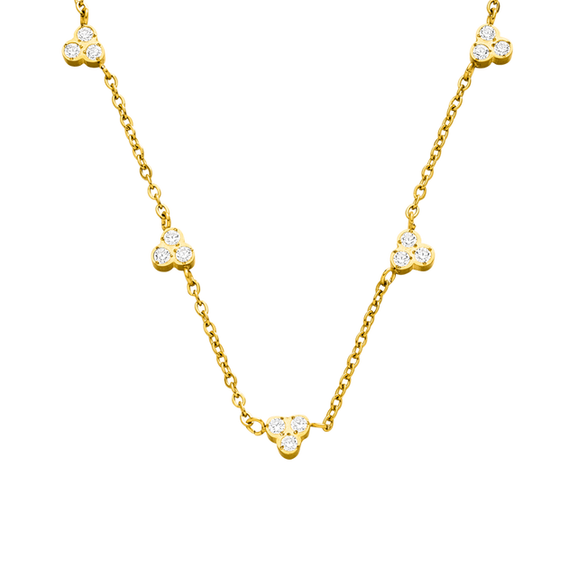Amicizia Kette von PURELEI aus goldener Edelstahlkette mit weißen Zirkonia-Steinen, elegant und feminin.