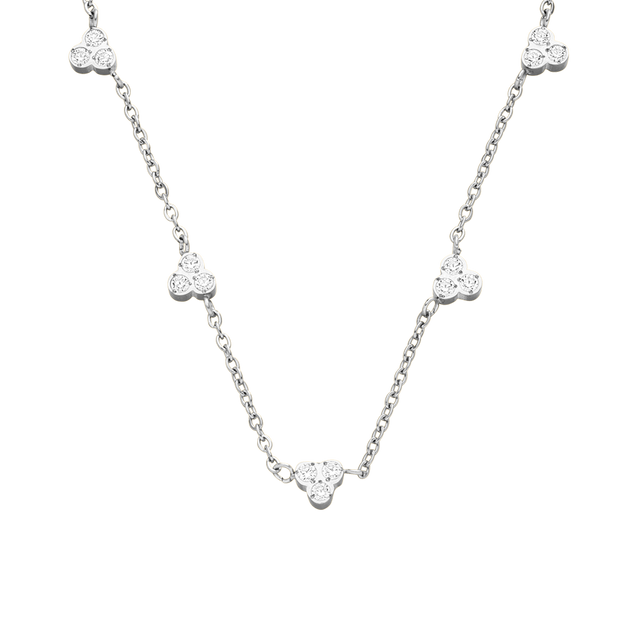 PURELEI Amicizia Kette, goldene Edelstahlkette mit weißen Zirkonia-Steinen, elegant und vintage-inspiriert