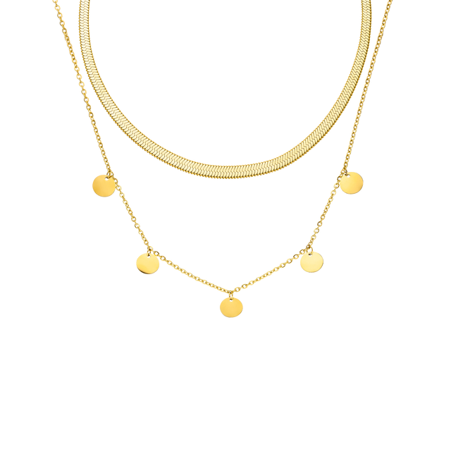 Goldene Kette mit runden Anhängern, elegant und modern, von PURELEI.