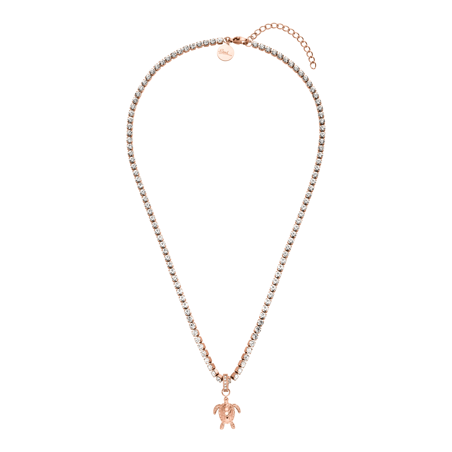 Roségoldene Kette mit Schildkröten-Anhänger und funkelnden Kristallen von PURELEI.