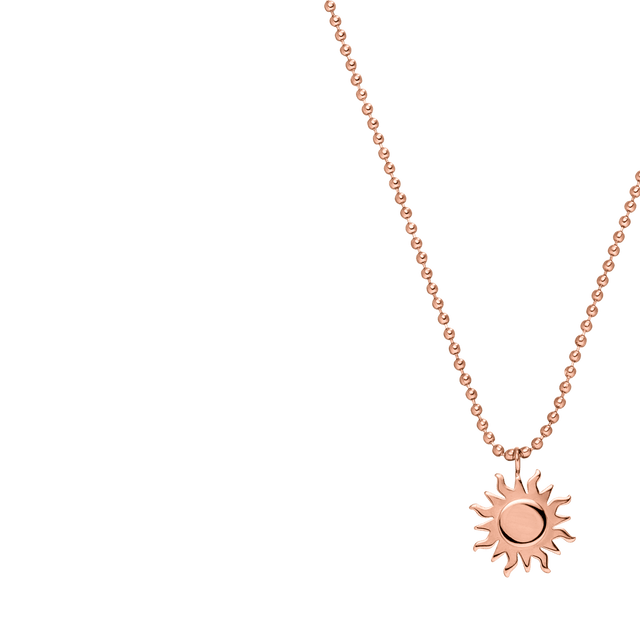 Roségoldene Kette mit Sonnenanhänger, elegant und strahlend, von PURELEI.