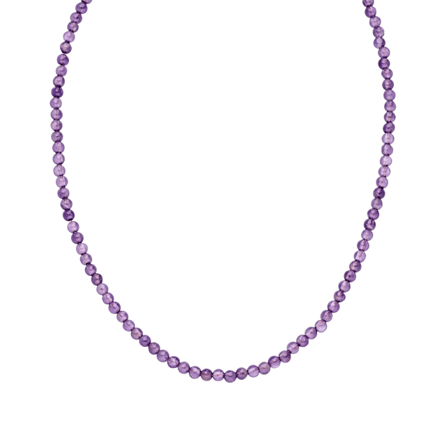 PURELEI Amethyst Kette mit echten Amethystperlen, roségoldenem Edelstahl, zeitlos elegant und feminin.