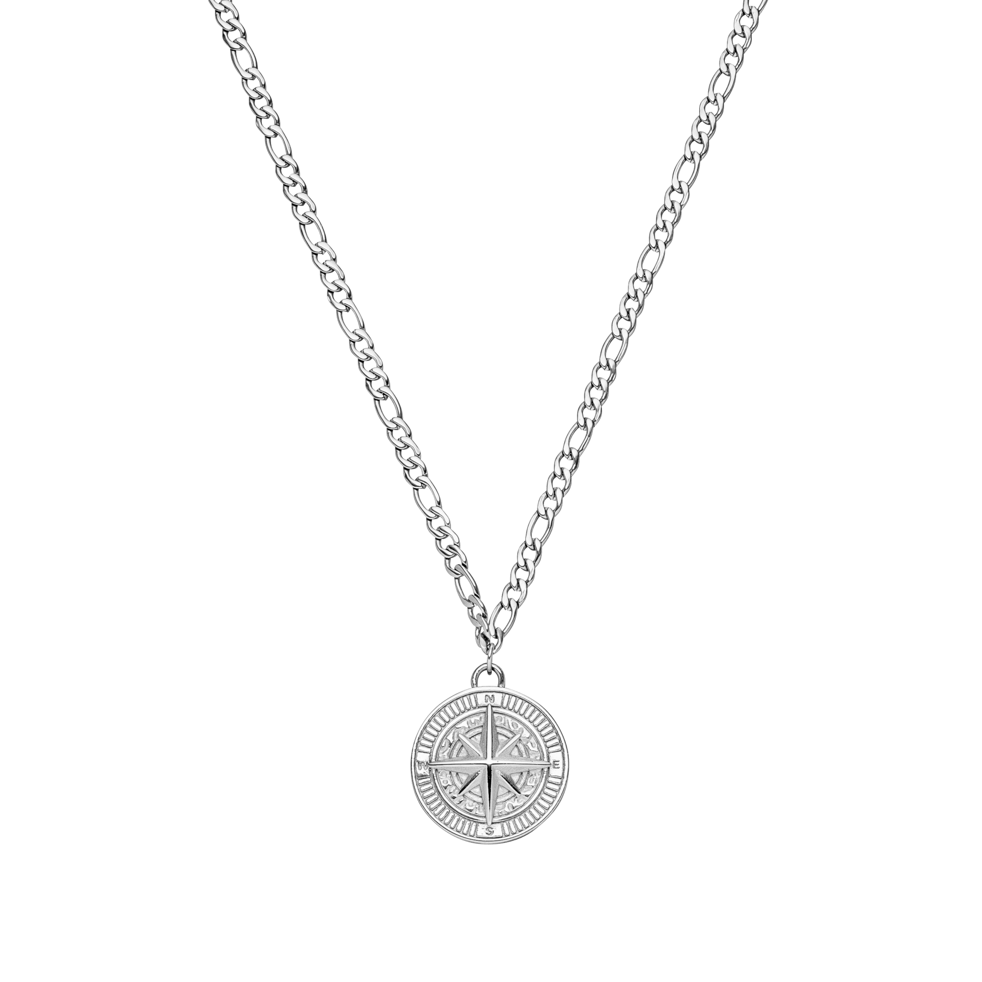 Silberne Kette mit Kompass-Anhänger von PURELEI, elegant und modern.