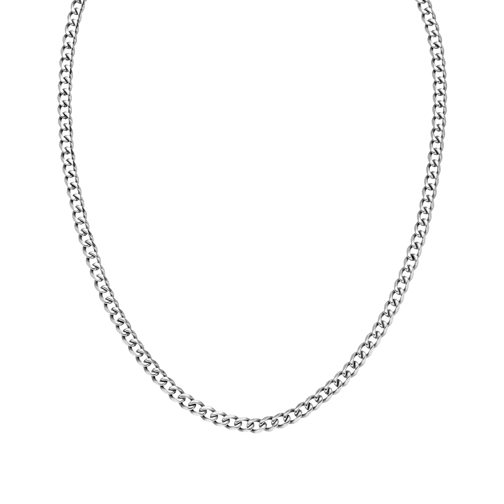 Silberne Kette von PURELEI mit glänzenden Gliedern, elegant und modern.
