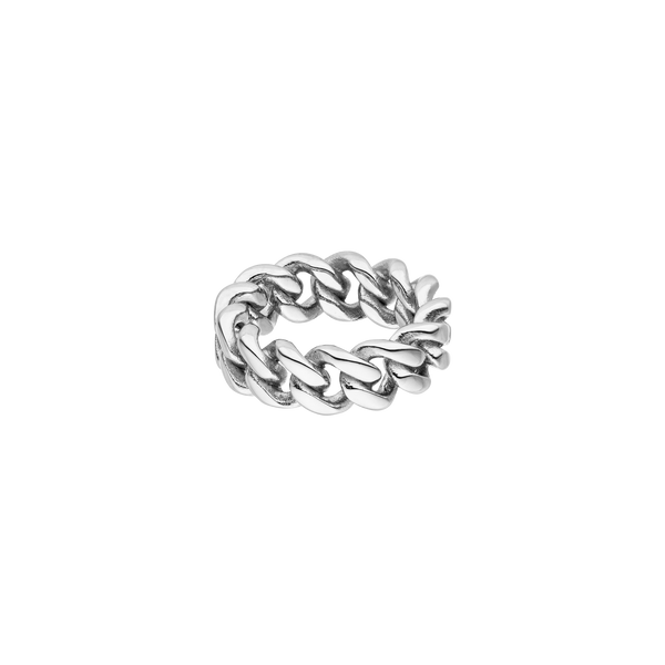 Silberner Ring mit Kettenmuster von PURELEI, modern und elegant.