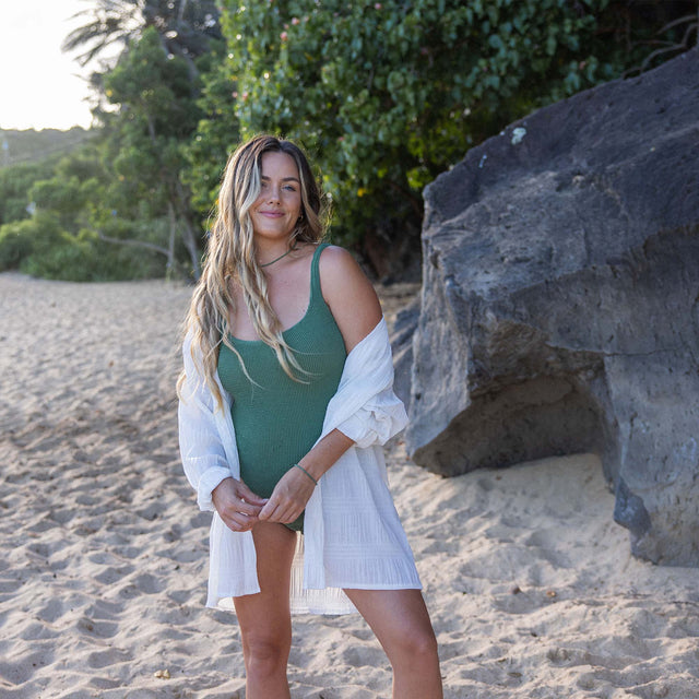 PURELEI Aventurine Kette mit grünen Aventurin-Perlen, verstellbar, elegant am Strand getragen, nickelfrei und wasserfest.