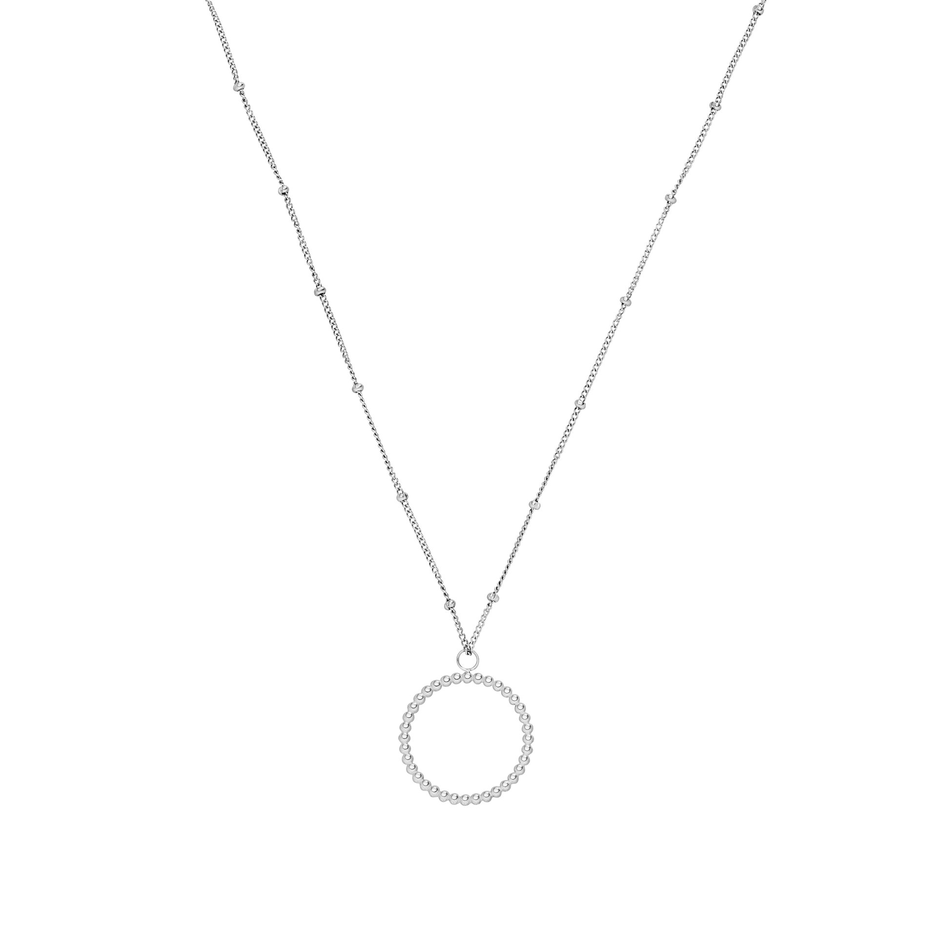 PURELEI Karma Kette in Silber mit filigranem Kreis-Anhänger, nickelfrei und zeitlos elegant, strahlt Ruhe und Harmonie aus.