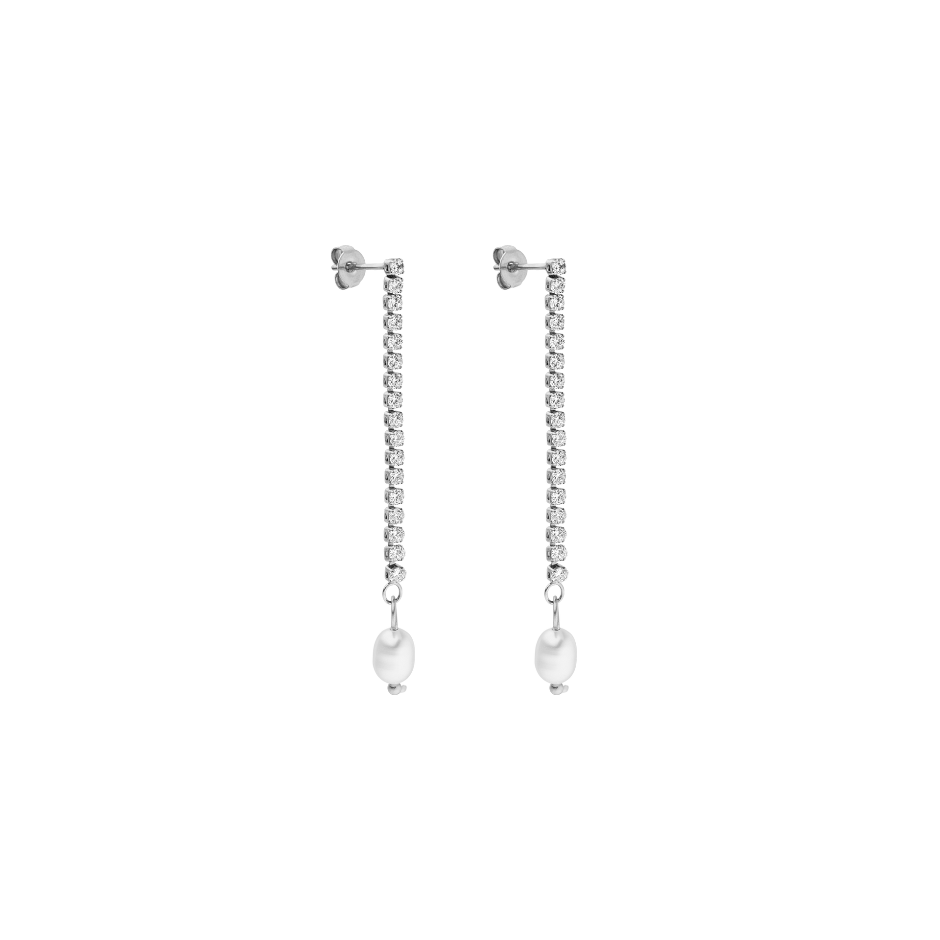 Silberne Ohrringe mit Perlen und funkelnden Details von PURELEI, elegant und feminin.