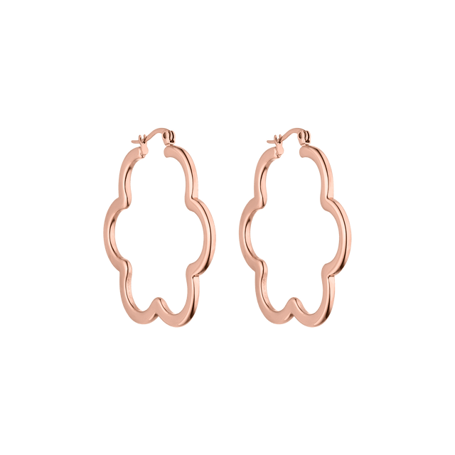 PURELEI Bloom Ohrringe in 18K rosévergoldetem Edelstahl mit eleganter Blütenform, nickelfrei und allergenfreundlich.