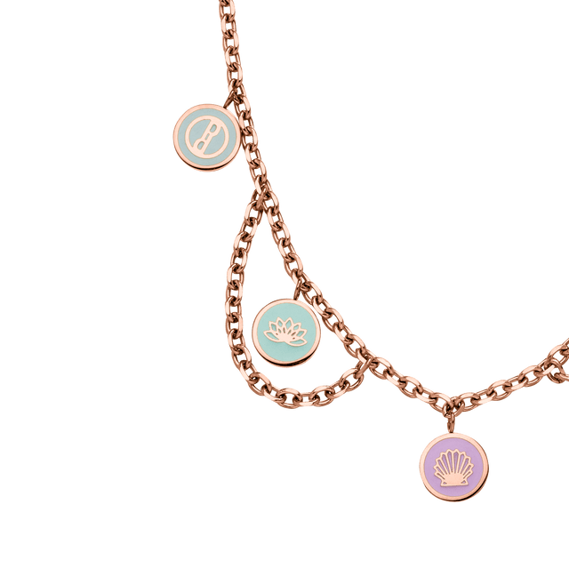 Roségoldene Kette mit bunten Anhängern, inspiriert von der Natur – PURELEI.