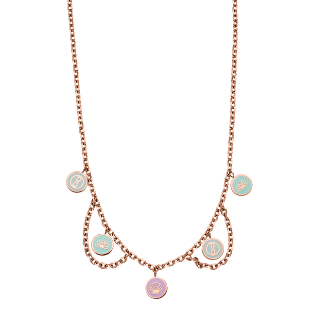 Roségoldene Kette mit bunten Anhängern, inspiriert von der Natur – PURELEI.