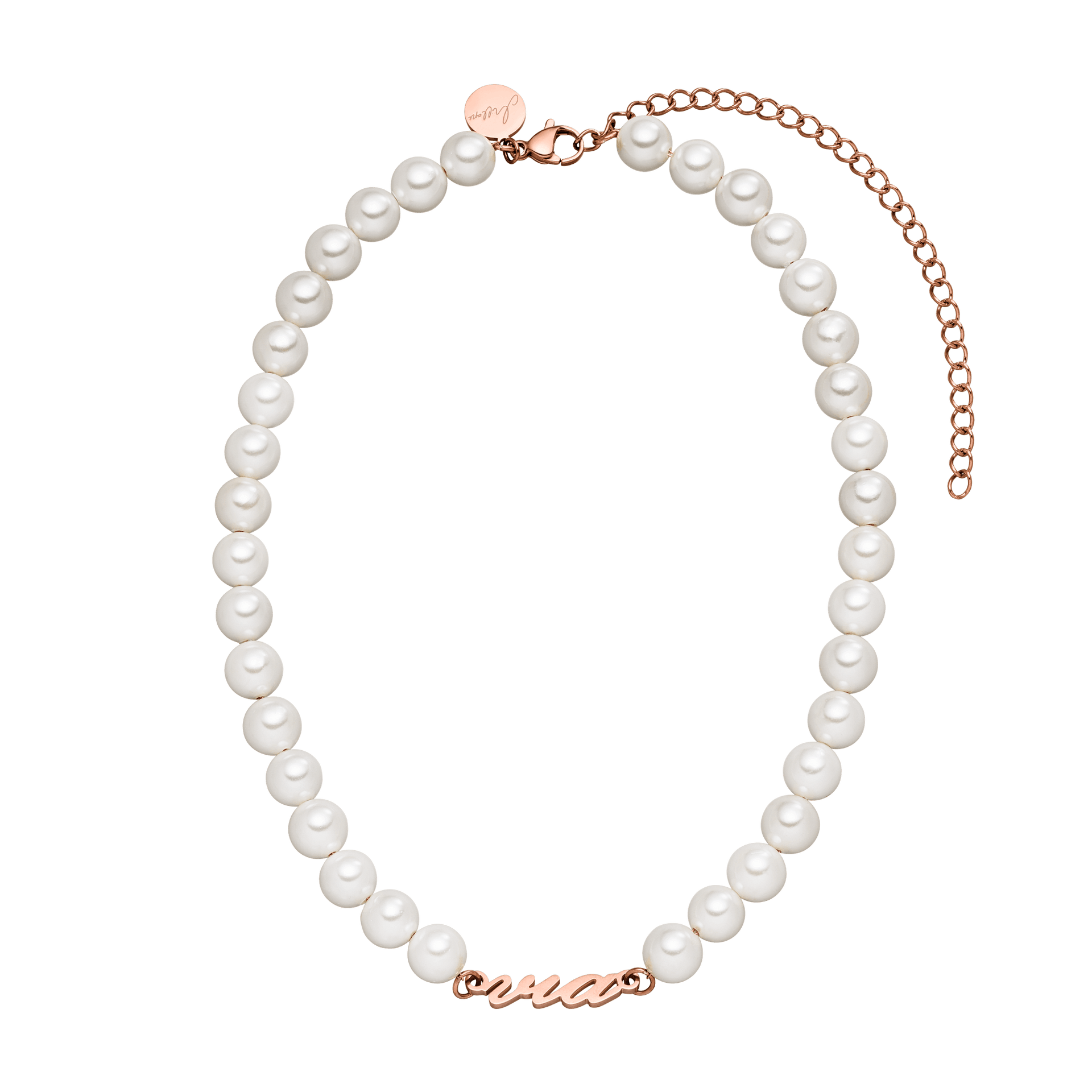 Perlenkette mit roségoldenem Detail, elegant und feminin, von PURELEI.