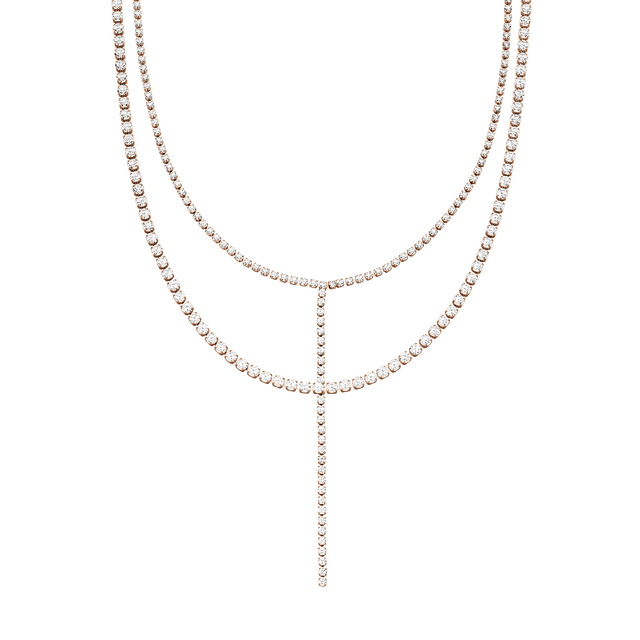 Roségoldene Kette mit funkelnden Kristallen von PURELEI, elegant und feminin.